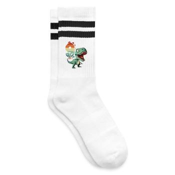 T-Rex Tyrannosaurus 9 Years 9th Birthday Gift - Striped tennis socks - white/black - Right