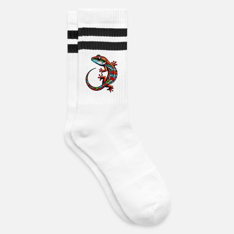 Gecko - Striped tennis socks - white/black