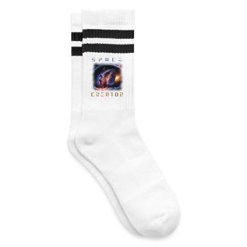 Galactic Alien Artist Canvas - Striped tennis socks - white/black - Right