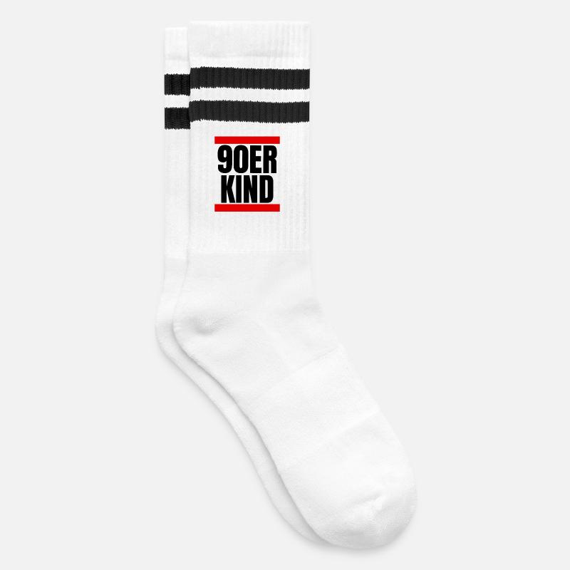 90er Kind - Gestreifte Tennissocken - Weiß/Schwarz
