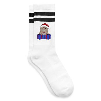 Mignon chat Père Noël - Chaussettes de tennis - blanc/noir - Droite