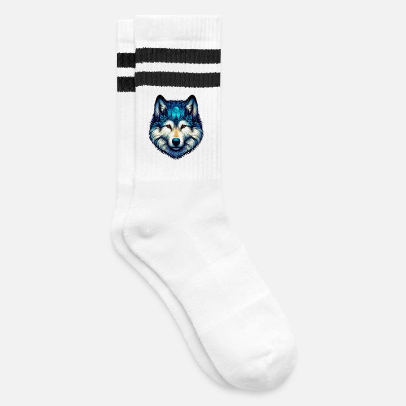 Wolf - Striped tennis socks - white/black