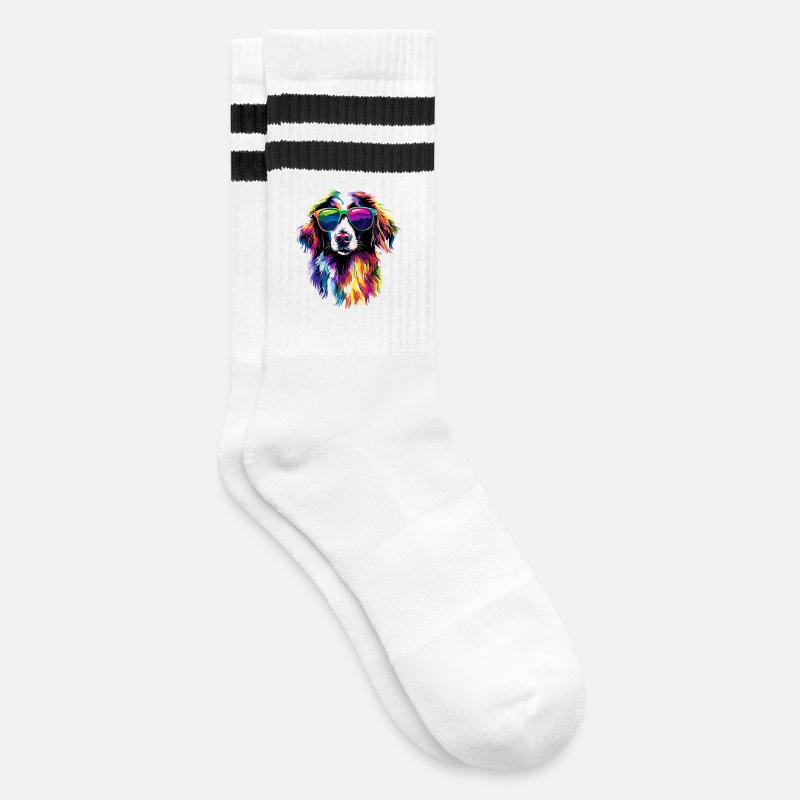 Australian Shepherd Dog Lover Cute Aussie - Striped tennis socks - white/black