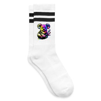 Koala - Gestreifte Tennissocken - Weiß/Schwarz - Rechts