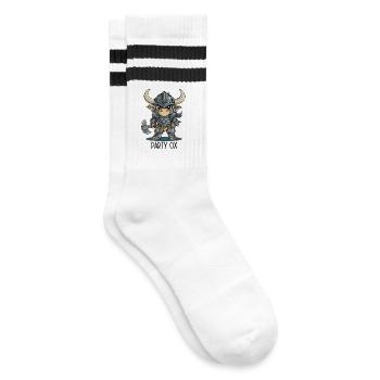 Party Ox – Knight Ox Hero Group - Striped tennis socks - white/black - Right