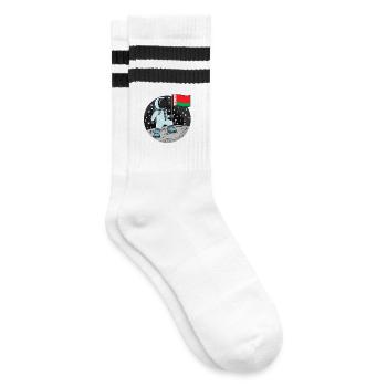 Astronaut Fahne Belarus - Gestreifte Tennissocken - Weiß/Schwarz - Rechts