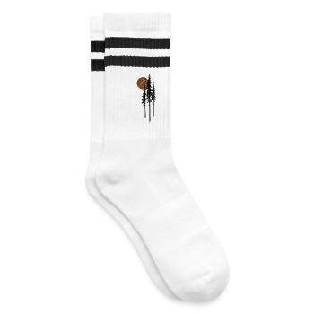 Tannen Sonne Wald Natur Minimalistisch Geschenk - Gestreifte Tennissocken - Weiß/Schwarz - Rechts