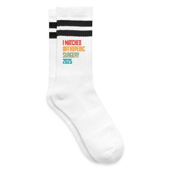 I Matched Orthopedic Surgery 2025 - Gestreifte Tennissocken - Weiß/Schwarz - Rechts