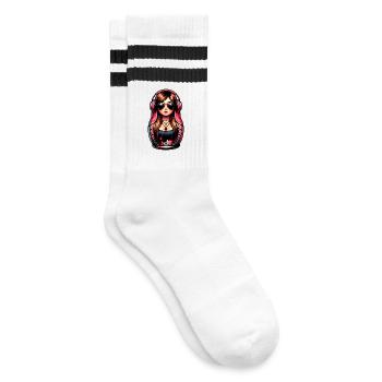 Russian Matroschka Musik Russland Russische - Gestreifte Tennissocken - Weiß/Schwarz - Rechts
