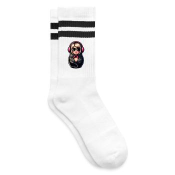 Russian Matroschka Musik Russland Russische - Gestreifte Tennissocken - Weiß/Schwarz - Rechts