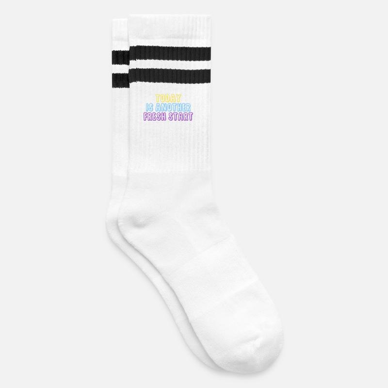 Today Is Another Fresh Start - Striped tennis socks - white/black