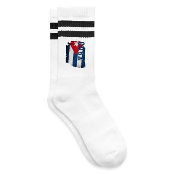 Vertical Cuban flag, Cuban pride - Striped tennis socks - white/black - Right