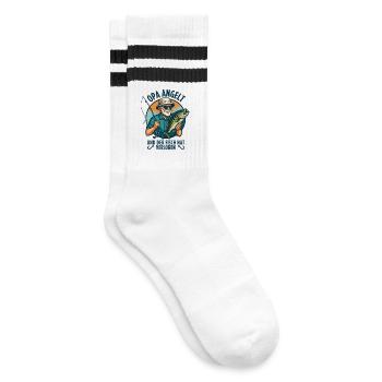 Angler Opa - Lustiges Angler Opa Design - Gestreifte Tennissocken - Weiß/Schwarz - Rechts