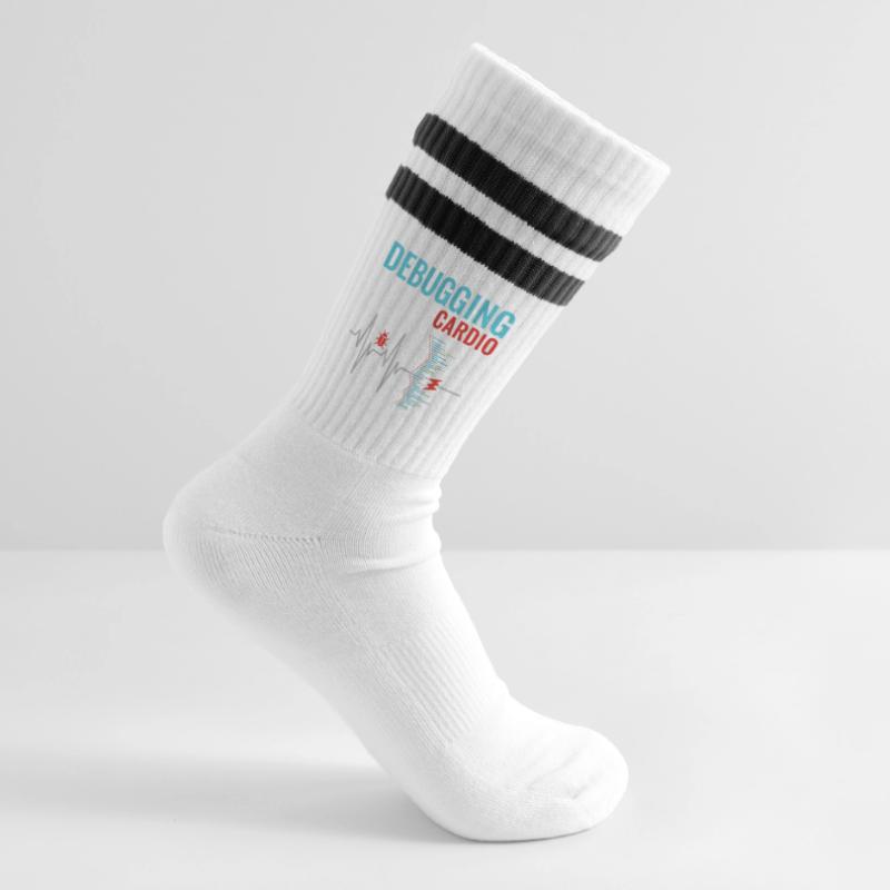 Debugging is my cardio - programmer nerd Striped tennis socks