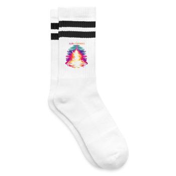 Aura Farming Traditional Dance - Striped tennis socks - white/black - Right