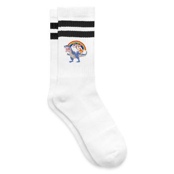 Balade fantaisiste en dinosaure avec un chien corgi fantastique - Chaussettes de tennis - blanc/noir - Droite