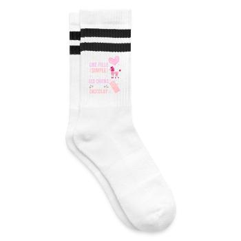 Je suis une fille Simple Chiens et Chocolat - Chaussettes de tennis - blanc/noir - Droite