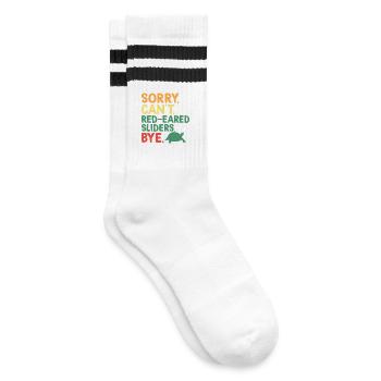 Red-eared Turtle - Striped tennis socks - white/black - Right