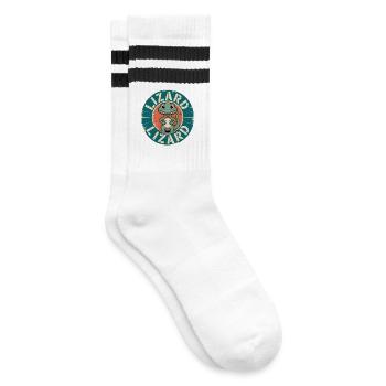 Lizard Meme Funny Weirdcore Vibes - Striped tennis socks - white/black - Right