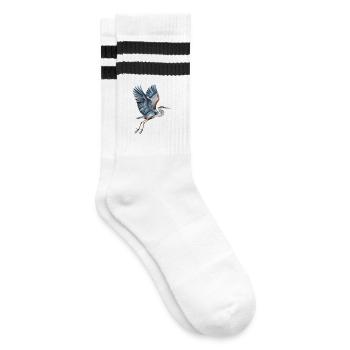 Elegant heron with outstretched wings - Striped tennis socks - white/black - Right