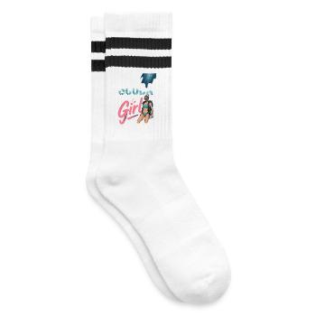 Scuba Girl Taucherin Design - Gestreifte Tennissocken - Weiß/Schwarz - Rechts