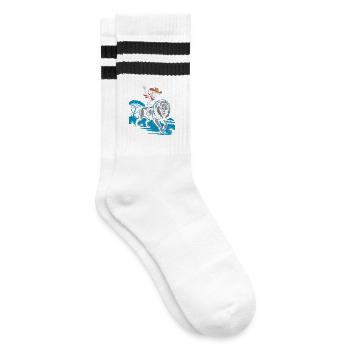 Skeleton on lion in wild west style - Striped tennis socks - white/black - Right