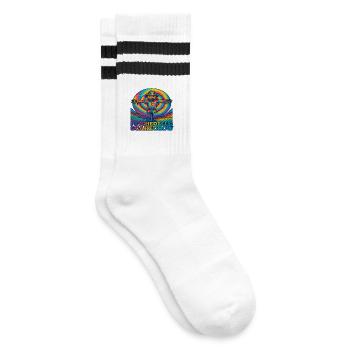 Psychedelische Vogelscheuche Trippy EDM Festival - Gestreifte Tennissocken - Weiß/Schwarz - Rechts