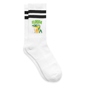 Florida Alligator - Gestreifte Tennissocken - Weiß/Schwarz - Rechts