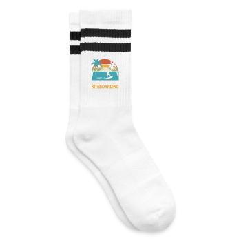 Prefer Kiteboarding Palm Trees Sunset - Striped tennis socks - white/black - Right