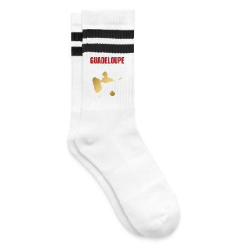 Guadeloupe West Indies Golden Map T-shirt - Striped tennis socks - white/black - Right