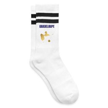 Guadeloupe West Indies Golden Map T-shirt - Striped tennis socks - white/black - Right
