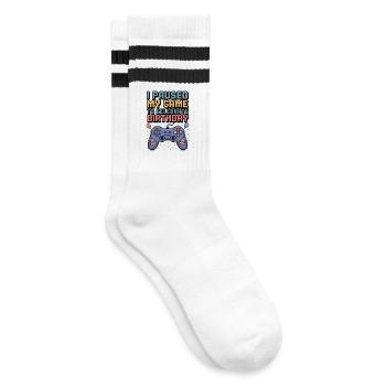 Citation de jeu amusante d’anniversaire gamer - Chaussettes de tennis - blanc/noir - Droite