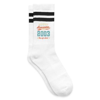 Awesome Since 2003 - Striped tennis socks - white/black - Right