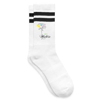 Colorful Organic Nature Flowers - Striped tennis socks - white/black - Right
