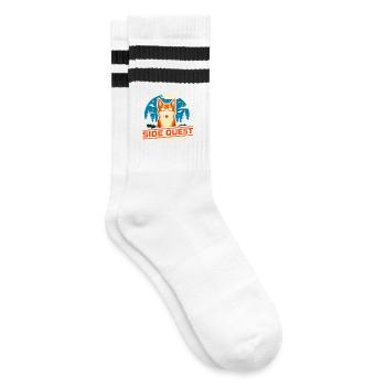 Side Quest: Throwing Ball | Dog Retrieving - Striped tennis socks - white/black - Right