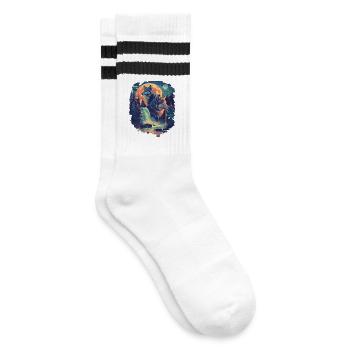 Rétro extérieur nature sauvage ours arbres - Chaussettes de tennis - blanc/noir - Droite