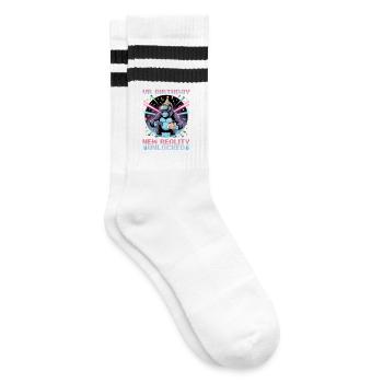 Birthday Gamer VR - Gestreifte Tennissocken - Weiß/Schwarz - Rechts