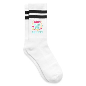 Akzeptanz statt Vorurteile - Gestreifte Tennissocken - Weiß/Schwarz - Rechts