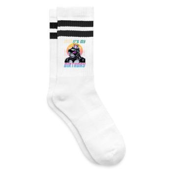 Birthday Gamer VR - Gestreifte Tennissocken - Weiß/Schwarz - Rechts