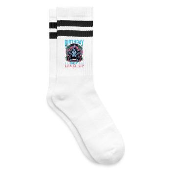 Birthday Gamer VR - Gestreifte Tennissocken - Weiß/Schwarz - Rechts