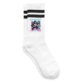Birthday Gamer VR - Gestreifte Tennissocken - Weiß/Schwarz - Rechts