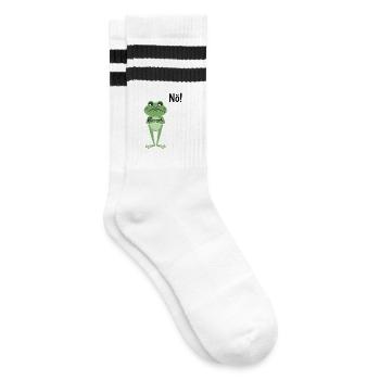 Grenouille sceptique qui dit non - Chaussettes de tennis - blanc/noir - Droite