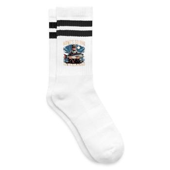Mine's So Big – Lustiges Angler Shirt für Männer - Gestreifte Tennissocken - Weiß/Schwarz - Rechts