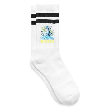 Shark Beat BSIDES Perth 2025 - Gestreifte Tennissocken - Weiß/Schwarz - Rechts