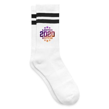 LIMITED EDITION 2020 6TH BIRTHDAY - Striped tennis socks - white/black - Right