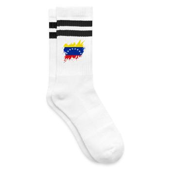 Flagge Venezuelas, Rissstil - Gestreifte Tennissocken - Weiß/Schwarz - Rechts
