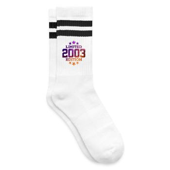 LIMITED EDITION 2003 23RD BIRTHDAY - Striped tennis socks - white/black - Right