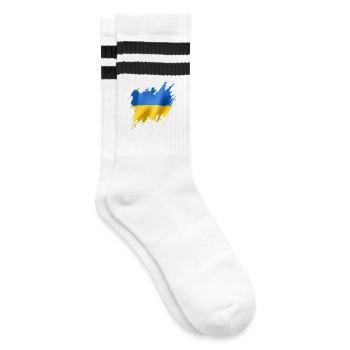 Flagge der Ukraine, zerrissener Stil - Gestreifte Tennissocken - Weiß/Schwarz - Rechts
