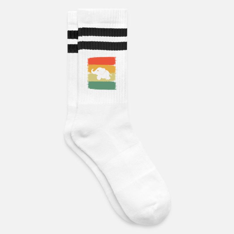 Elefant - Gestreifte Tennissocken - Weiß/Schwarz