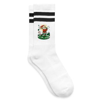 Weihnachtsmann Golfen Weihnachten Spaß Urlaub - Gestreifte Tennissocken - Weiß/Schwarz - Rechts